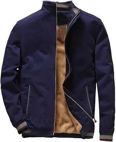 Otoño e invierno nueva chaqueta de cremallera de color sólido cálido engrosado de lana de moda para hombres - Automaticprime