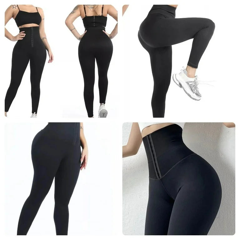 Cintura alta flaca fitness legging sólido - Automaticprime