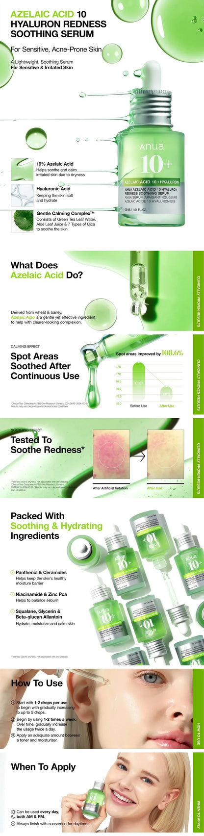 Anua Azelaic Acid 10 Hyaluron Redness Soothing Serum 30ml Set