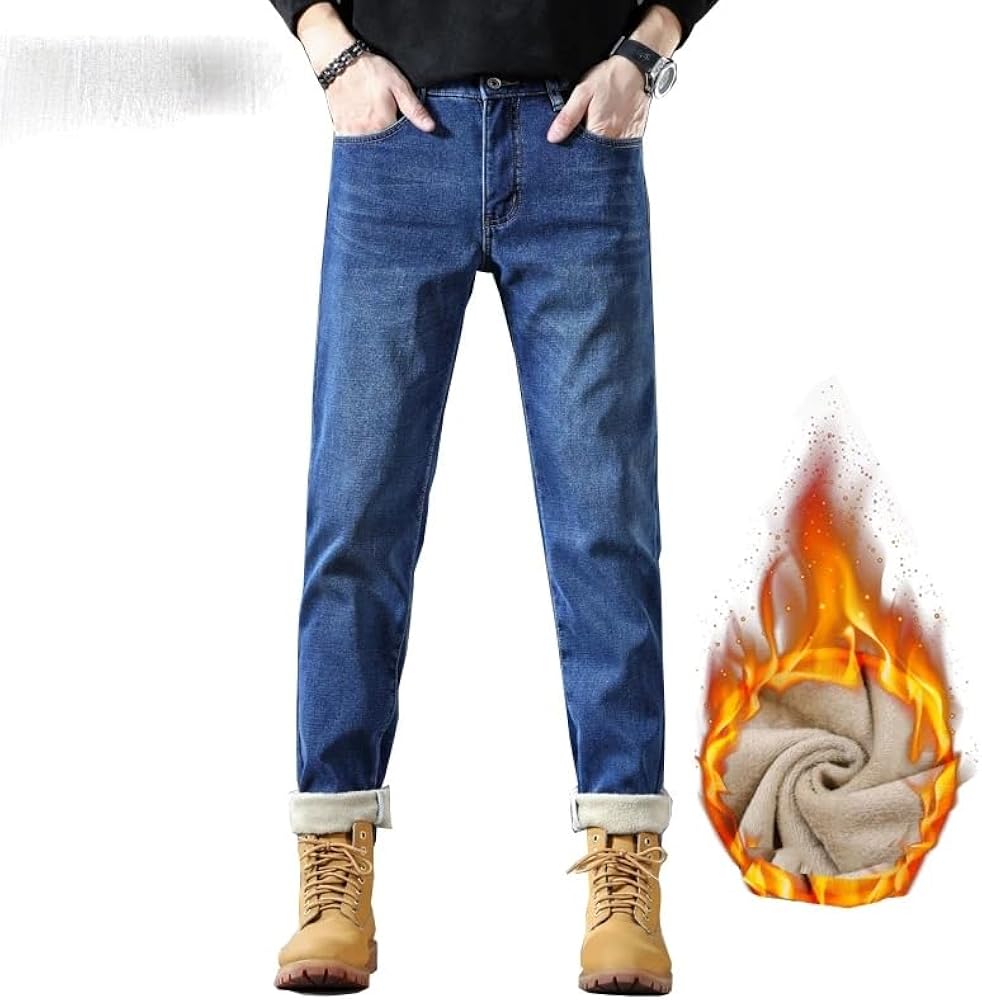 Pantalones de Invierno Forrados Denim Talle Alto para Hombre - Automaticprime