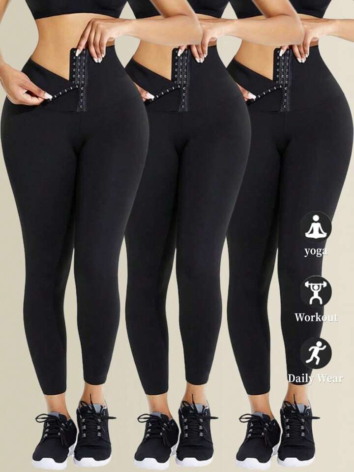 Cintura alta flaca fitness legging sólido - Automaticprime