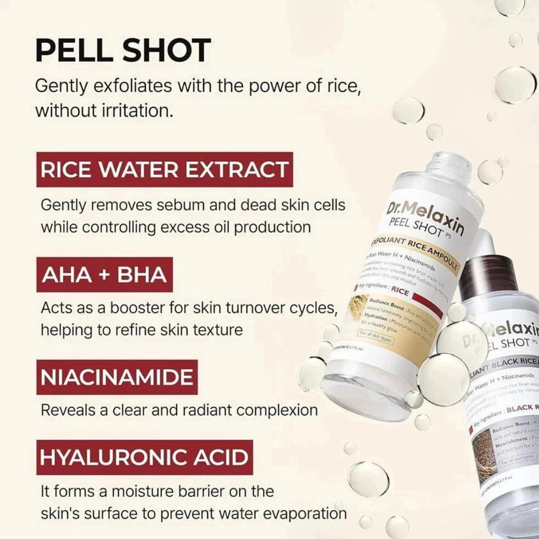Dr.Melaxin Peel Shot Exfoliating Black Rice Ampoule (80ml)