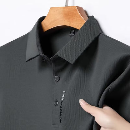 Nuevo POLO de manga corta de Color sólido para hombre, camiseta elástica transpirable y cómoda - Automaticprime