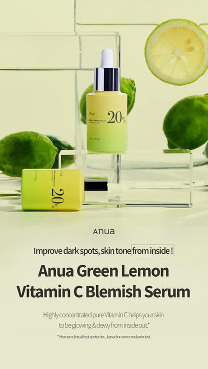 Anua Green Lemon Vitamin C 20% Facial Blemish Serum For Dark Spots 20g