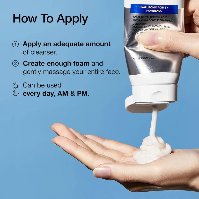 ANUA Hydrating Gentle Foaming Cleanser, Hyaluronic Acid (150ml/5.07fl oz.)