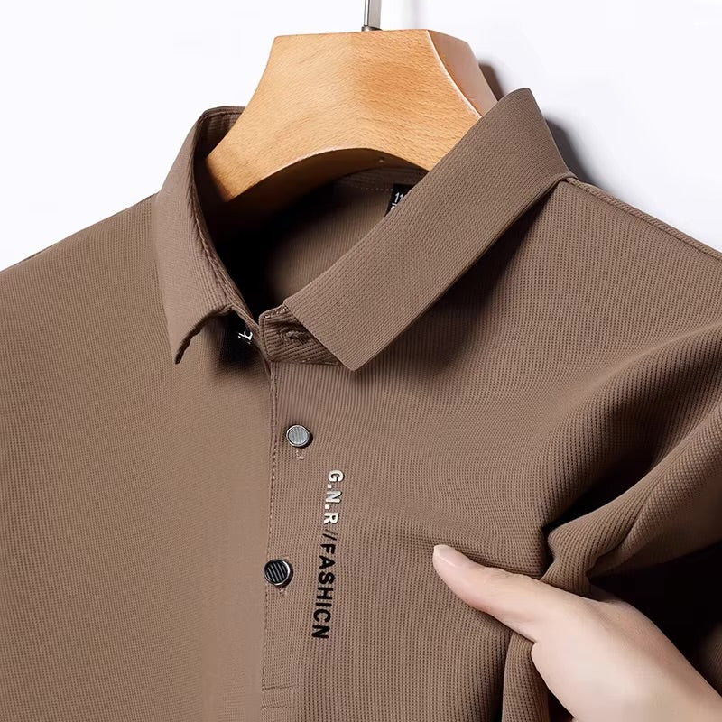 Nuevo POLO de manga corta de Color sólido para hombre, camiseta elástica transpirable y cómoda - Automaticprime