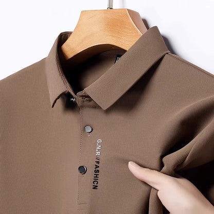 Nuevo POLO de manga corta de Color sólido para hombre, camiseta elástica transpirable y cómoda - Automaticprime