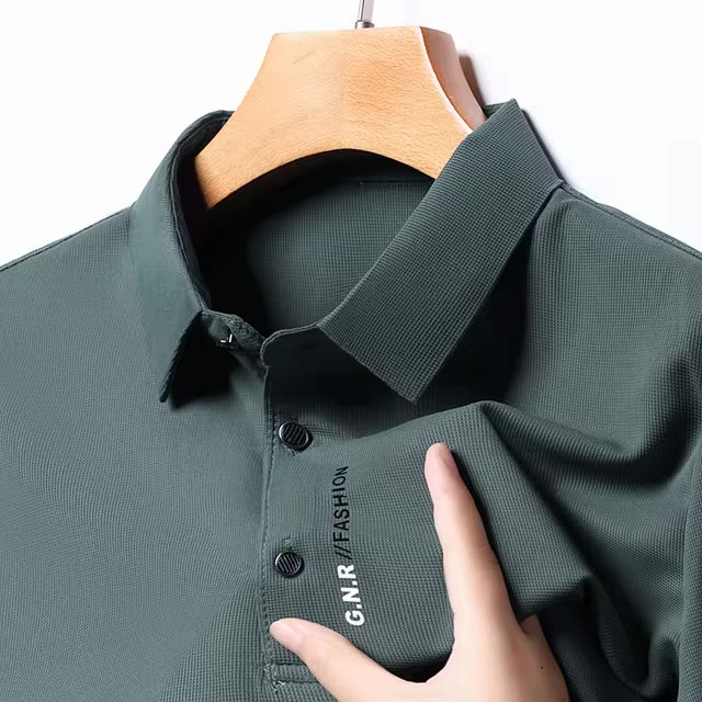 Nuevo POLO de manga corta de Color sólido para hombre, camiseta elástica transpirable y cómoda - Automaticprime