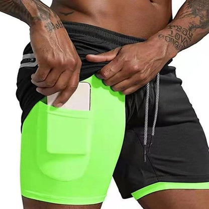 Ropa deportiva para hombre Pantalones cortos de gimnasio de verano 2 en 1 para correr de dos pisos - Automaticprime
