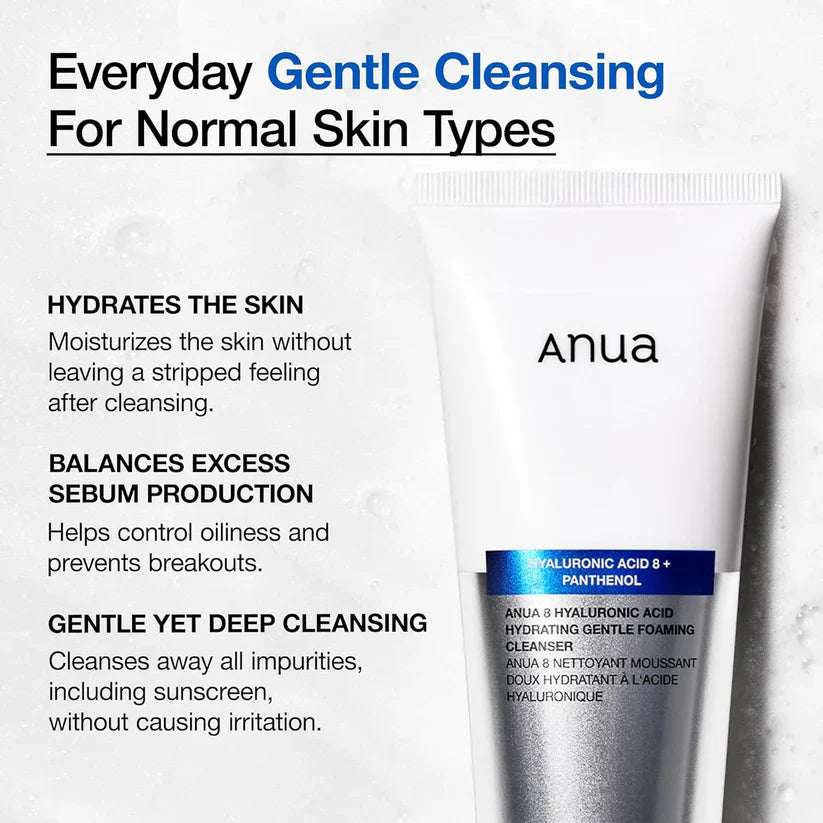ANUA Hydrating Gentle Foaming Cleanser, Hyaluronic Acid (150ml/5.07fl oz.)