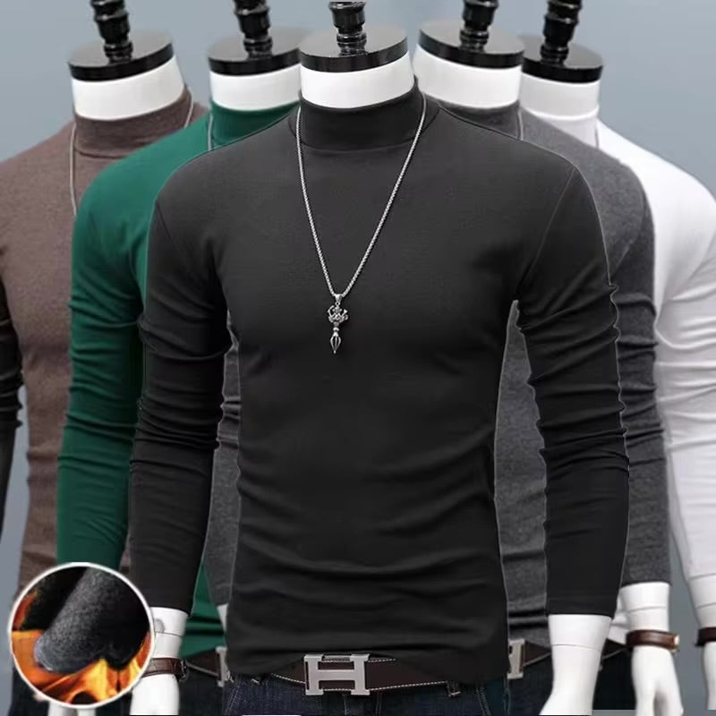 Ropa interior térmica Tops Medias de invierno para hombre Camiseta de manga larga ajustada con cuello alto - Automaticprime