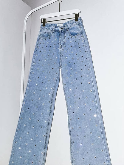Jeans Femeninos con Detalles de Diamante: Sofisticación y Estilo - Automaticprime