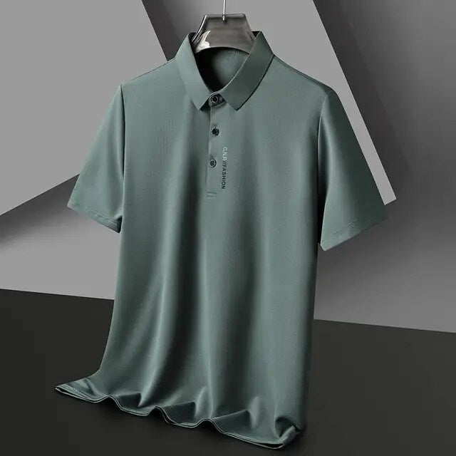 Nuevo POLO de manga corta de Color sólido para hombre, camiseta elástica transpirable y cómoda - Automaticprime