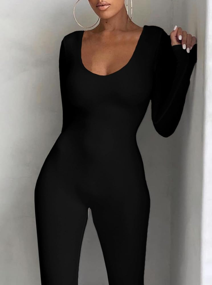 Mujer nuevo Otoño Invierno manga larga ceñido al cuerpo Sexy monos lisos moda - Automaticprime