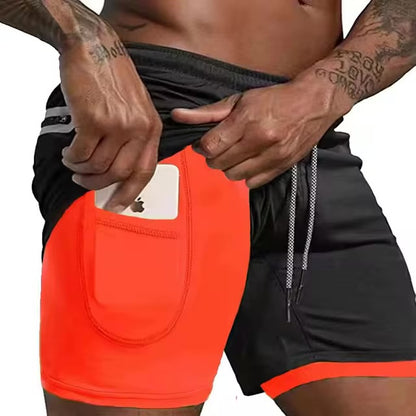 Ropa deportiva para hombre Pantalones cortos de gimnasio de verano 2 en 1 para correr de dos pisos - Automaticprime