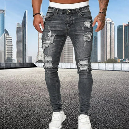 Moda Street Style Ripped Skinny Jeans Hombres Vintage - Automaticprime