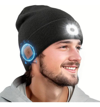 Gorro Unisex de Invierno con LED, Bluetooth y Auriculares