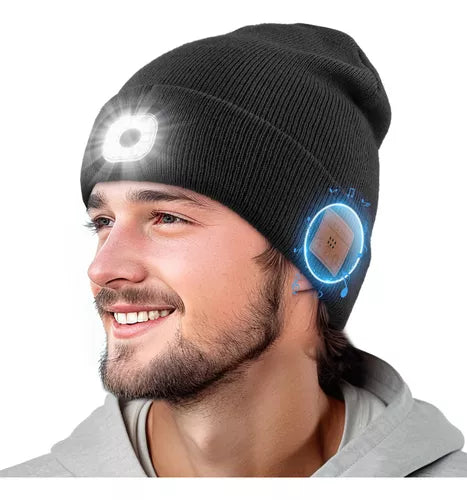 Gorro Unisex de Invierno con LED, Bluetooth y Auriculares