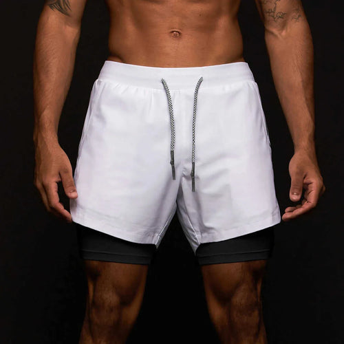 Ropa deportiva para hombre Pantalones cortos de gimnasio de verano 2 en 1 para correr de dos pisos - Automaticprime