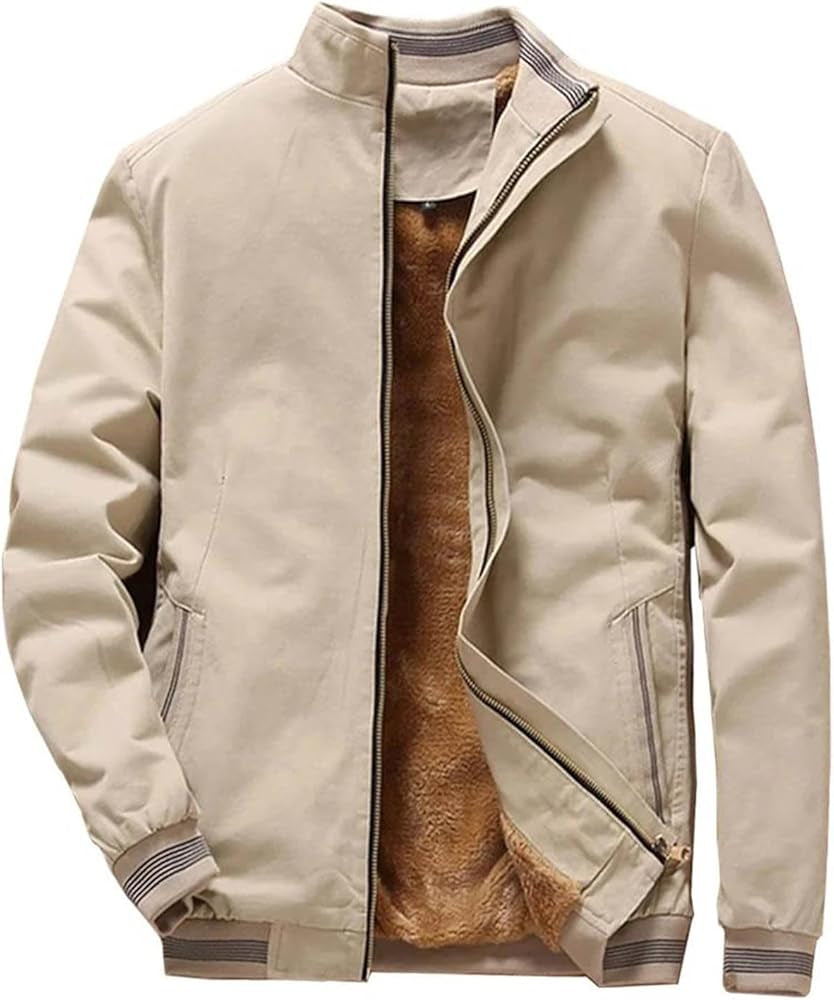 Otoño e invierno nueva chaqueta de cremallera de color sólido cálido engrosado de lana de moda para hombres - Automaticprime