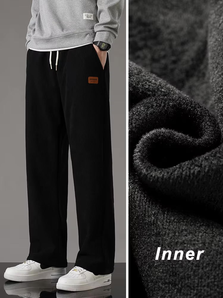 Pantalones de chándal gruesos y cálidos de invierno para hombre, pantalones holgados con cordón, pantalones térmicos de lana informales para hombre - Automaticprime
