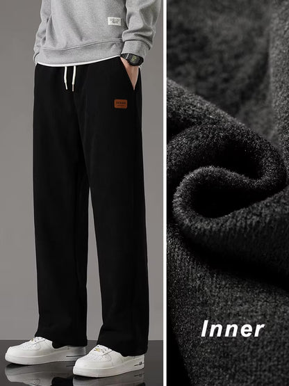 Pantalones de chándal gruesos y cálidos de invierno para hombre, pantalones holgados con cordón, pantalones térmicos de lana informales para hombre - Automaticprime