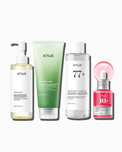 Anua Glass Skin Essential Set – Your 4-Step Routine to Radiant, Poreless Skin | Full-Size Kit