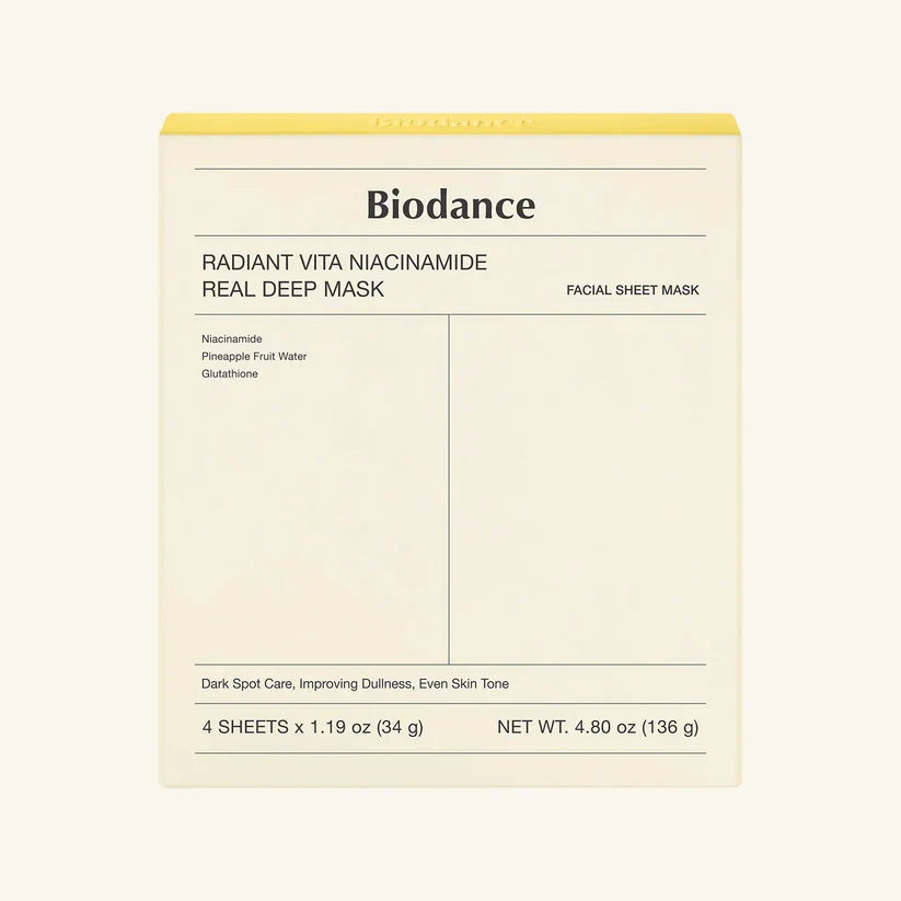 BIODANCE Yellow Radiant Vita Niacinamide Real Deep Mask - 4ea/8ea/12ea/16ea