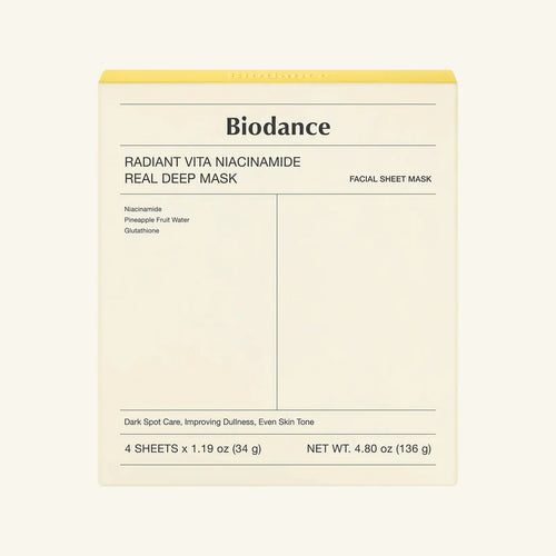 BIODANCE Yellow Radiant Vita Niacinamide Real Deep Mask - 4ea/8ea/12ea/16ea