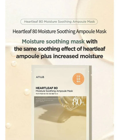 ANUA Heartleaf 80 Moisture Soothing Ampoule Masks